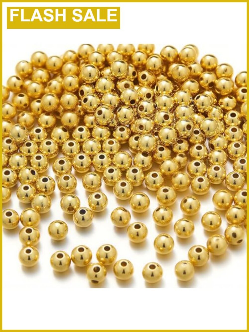 400pcs 3mm 18K Gold Plated Beads Round Brass Spacer Beads for Jewelry Making